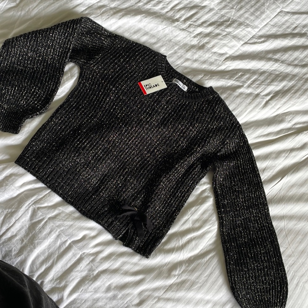 Girls Bow Knit Sweater, L